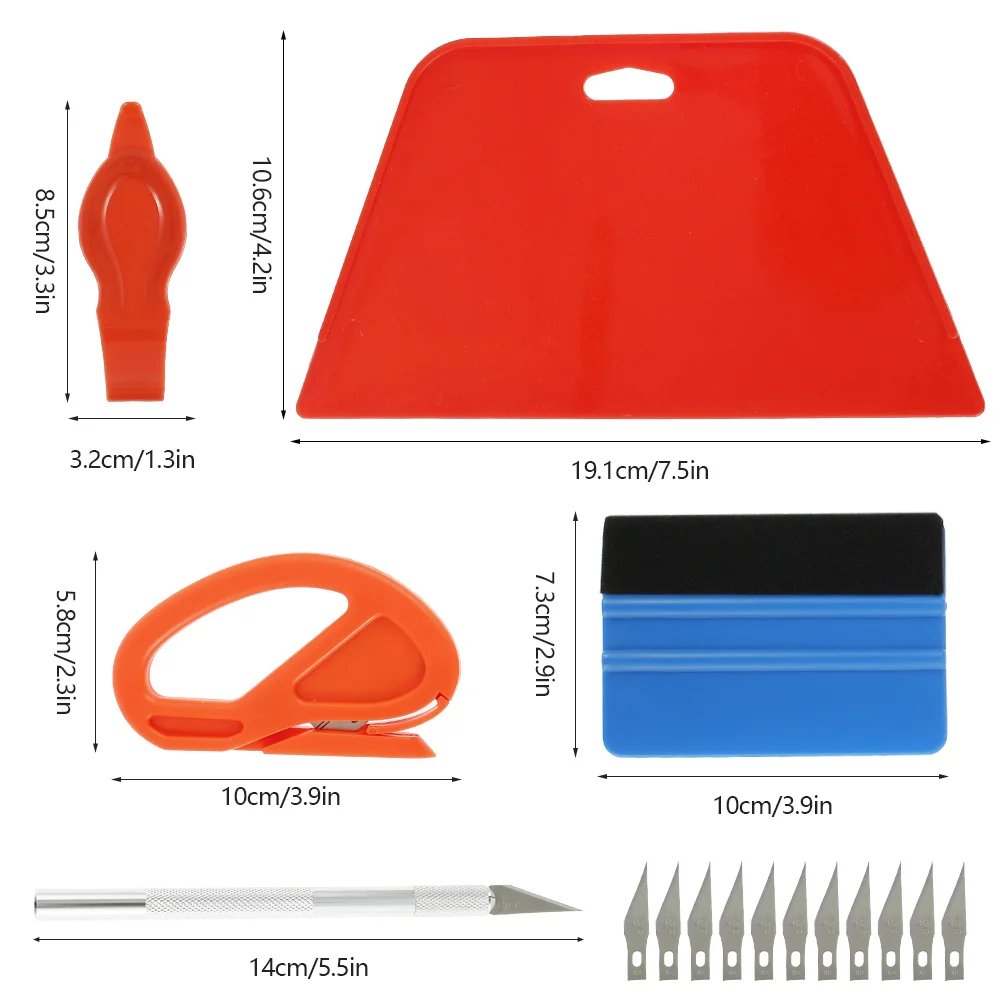 

17 Pcs/Set Car Tools Wrap Film Sticker Wrapping Tool Auto Window Foil Squeegee Razor Scraper Cutter Wallpaper Aid Tool