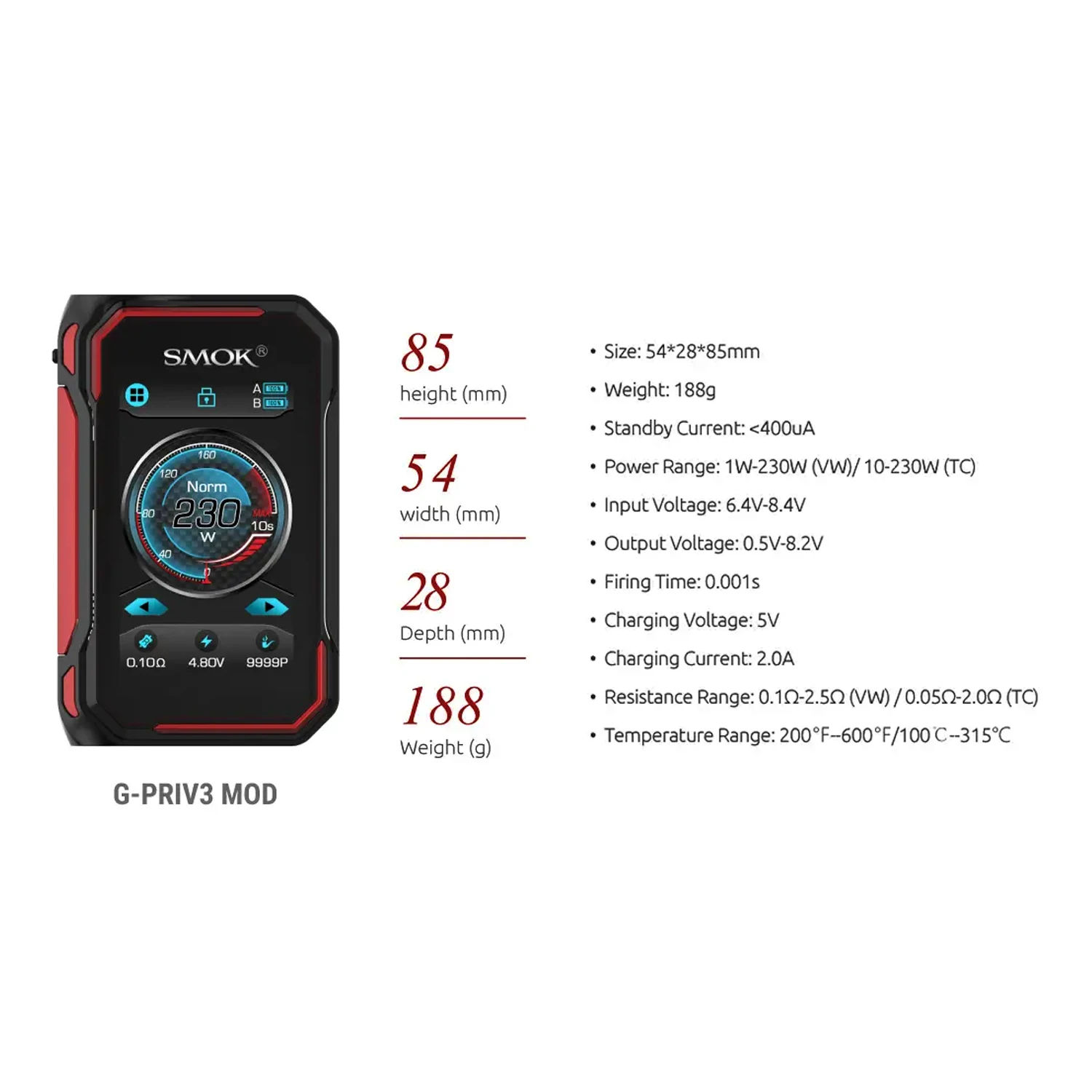 Оригинальный SMOK 230W G-PRIV 3 Vape Mod сенсорный экран 2 4 дюйма бак TFV16 Lite 5 мл электронная