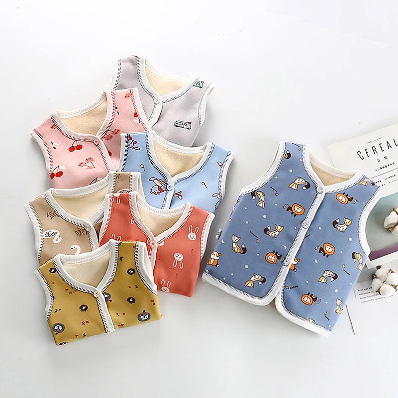 Детский жилет из хлопка с принтом героев мультфильмов плотные жилеты для