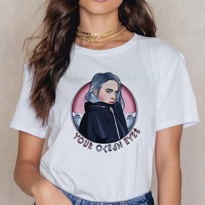 Женская футболка в стиле Харадзюку Billie Eilish модная хип-хоп 90s | Мужская одежда