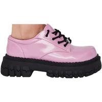 2021 new pink lo thick soled shoes womens spring jk uniform leather big japanese round head lovely patent leather single shoes