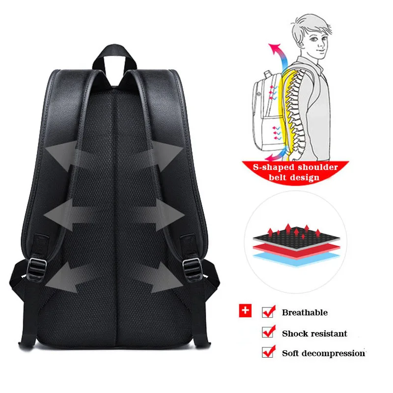 Модный Дорожный рюкзак из искусственной кожи для мужчин сумка ноутбука с