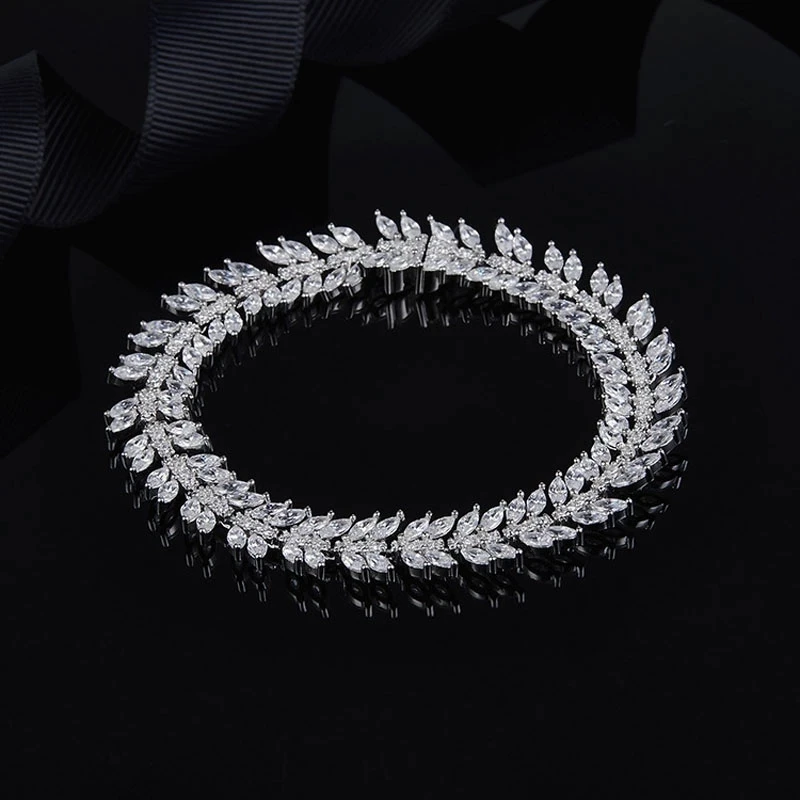 

SOELLE Luxury Brand 925 Sterling Silver Olive Leaves Bracelet Micro Cubic Zircon Crystal Women Party Festival Collection Jewelry
