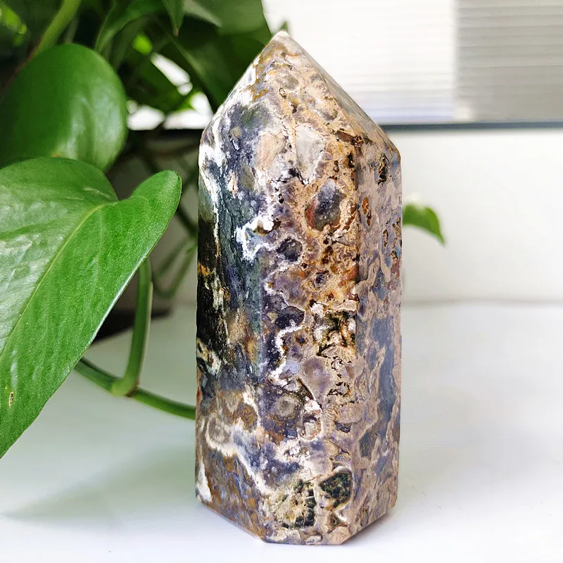 

Natural mineral sea jasper crystal tower can put bracelet demagnetization point mineral stones energy Healing crystals