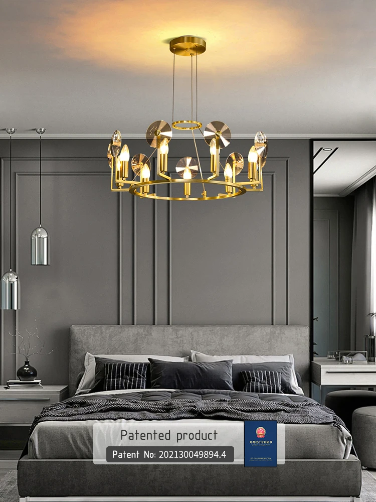 Роскошная латунная Люстра для гостиной Хрустальная потолочная люстра led
