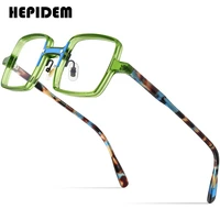 hepidem acetate glasses men 2022 vintage retro square eyeglasses frame women optical prescription spectacles myopia eyewear 9176