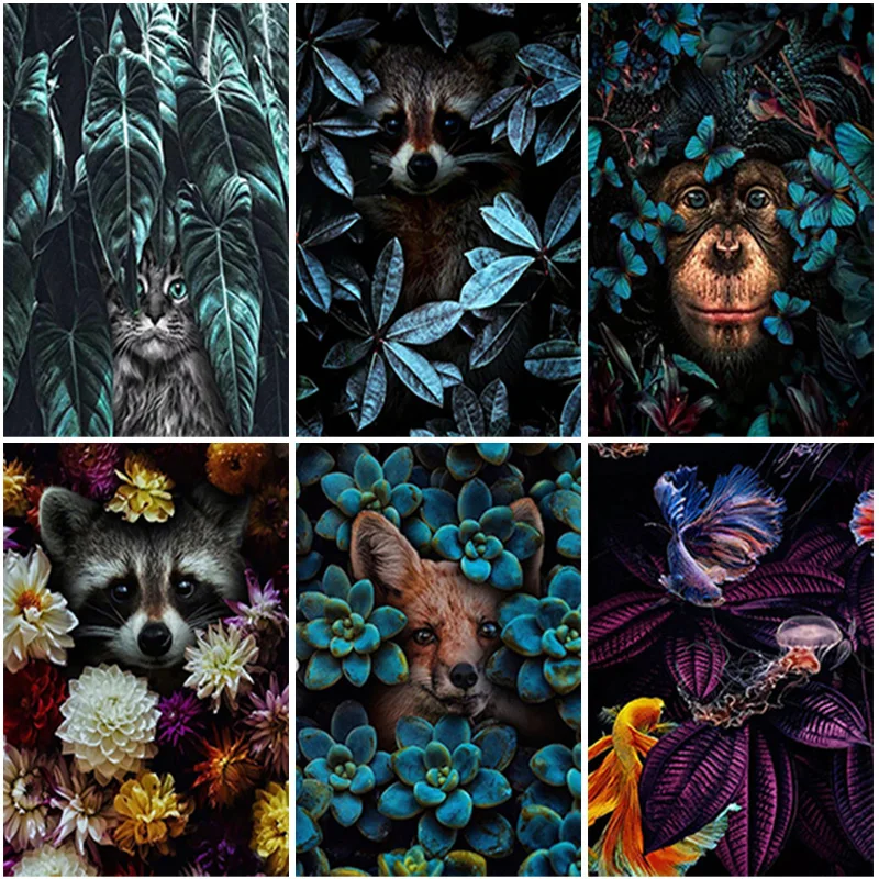 

Full Square Round Drill 5D Diamond Painting Flower Animal Cross Stitch Mosaic Deer Picture of Rhinestone Handmade Home Decor