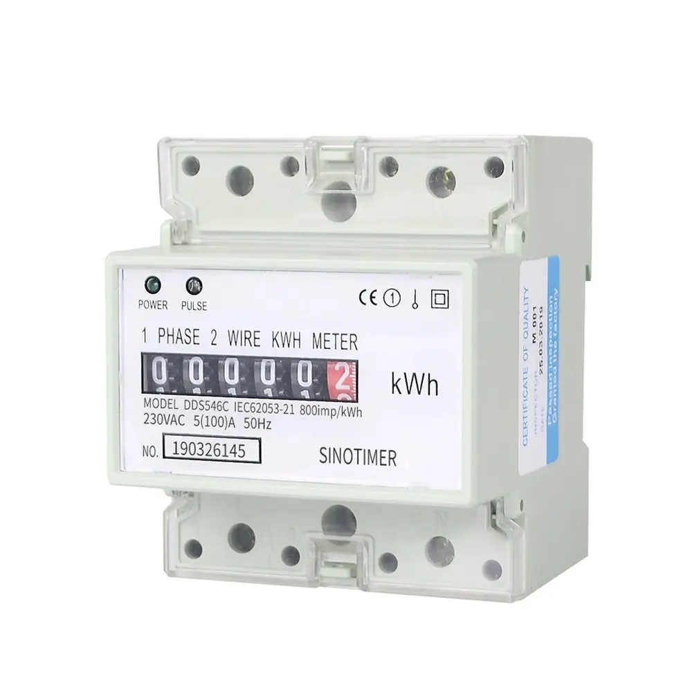 

5 (100) A 230VAC 50 / 60Hz Single Phase Analog Power Meter Electric Power Meter Household Electric Din Rail