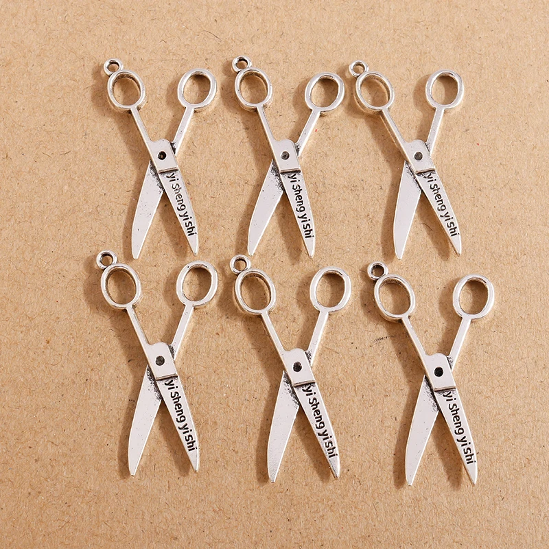 

10pcs 22*40mm Retro Silver Color Scissors Charms Pendants for Jewelry Making Antique DIY Findings Handmade Decoration