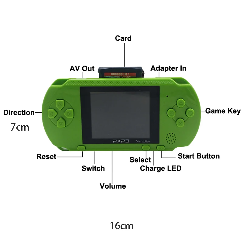 3 дюймовый 16 бит PXP3 тонкая станция видео игры плеер портативная игра + одна