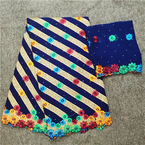 navy blue Швейцарская вуаль кружева в швейцарском стиле со стонами нигерийская кружевная ткань хлопок ткань из Дубая tissu dentelle perle strass 7 ярдов/лот - Цвет: navy blue