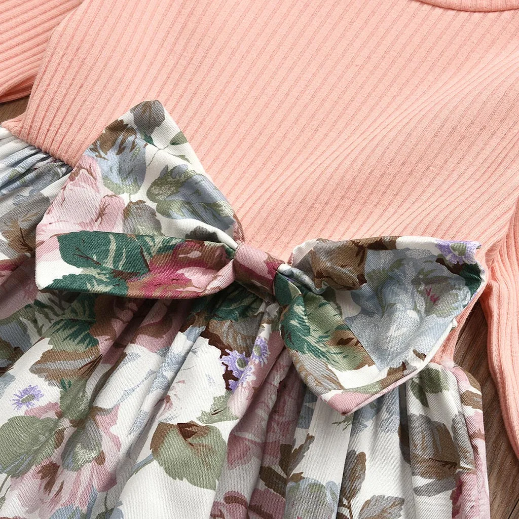 2 шт. детские платья с длинным рукавом и цветочным принтом | Детская одежда обувь