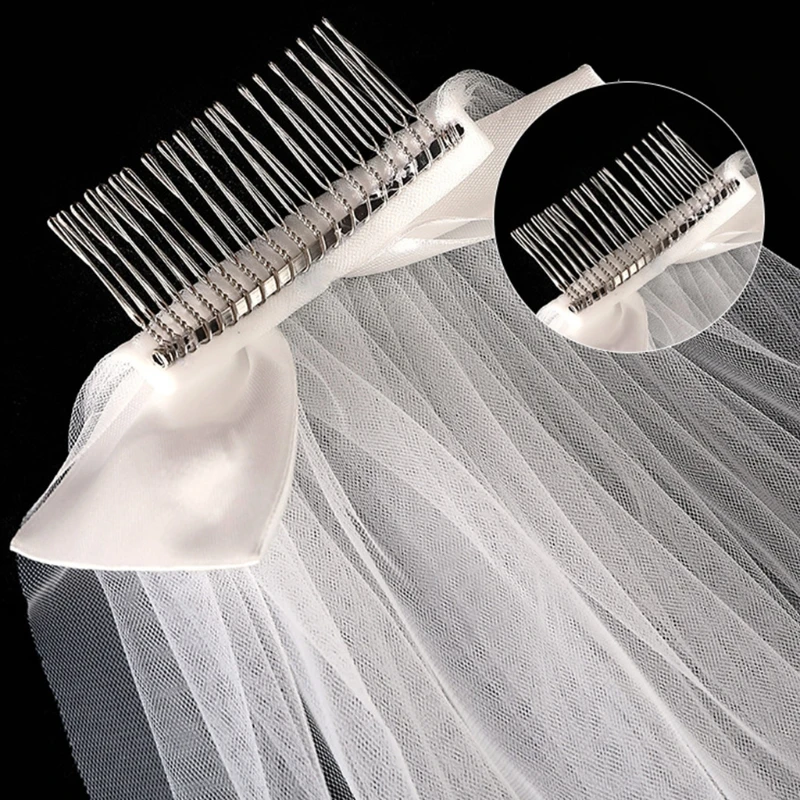1 Tier Wedding Veil with Comb for Kids Cut Edges Tulle Veil for Flower Girl Short Length Girls Communion Headwear