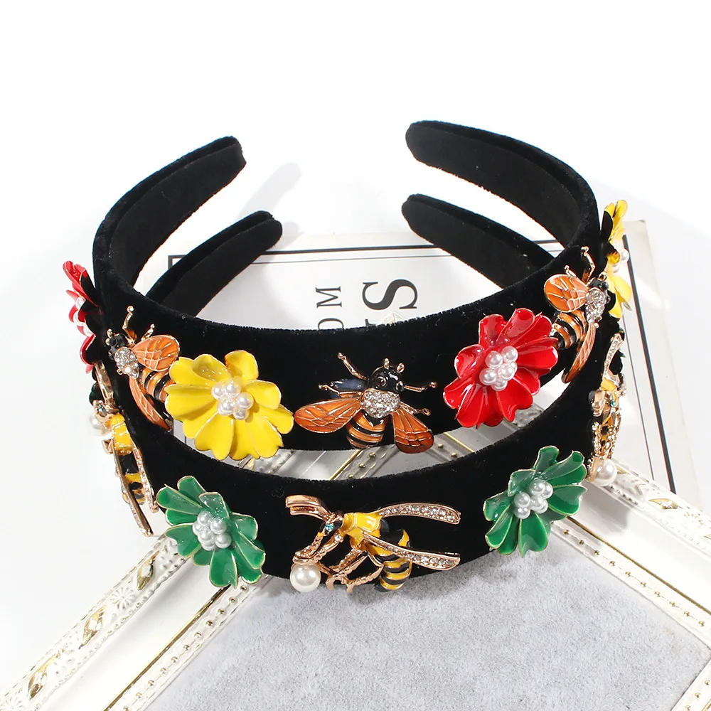 Новинка 2019 черная бархатная повязка на голову ручной работы обруч для волос с