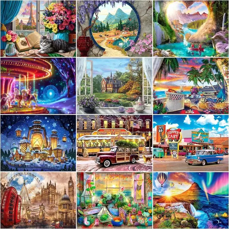 

CHENISTORY 60x75cm Frame Oil Painting By Number Landscape Kits Home Decor Painting By Numbers Drawing On Canvas Handpainted Art