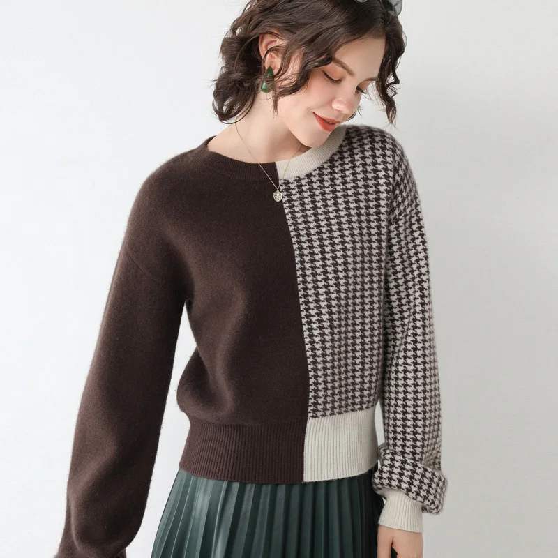 

100% Wool Sweater Women Luxury Elegant Solid Long Sleeve Loose Female Pullovers O-Neck Winter Thick Warm Tops Knitted Jumpers