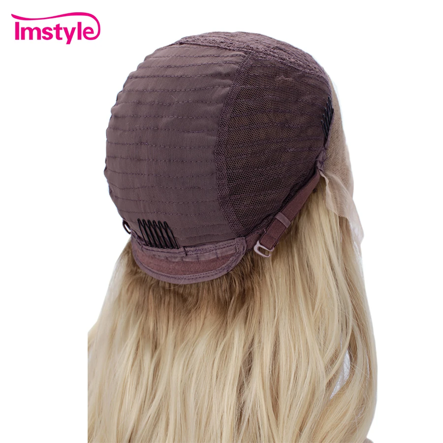 

Imstyle Blonde Wig Long Wavy Synthetic Lace Front Wig For Women Dark Root Heat Resistant Fiber Natural Hairline Daily Wig