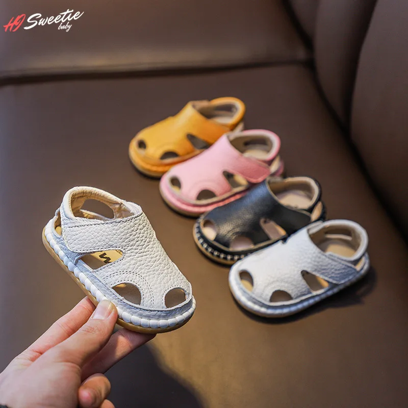 

Summer Infant Sandals Baby Girls Boys Anti-collision Toddler Shoes Soft Bottom Genuine Leather Kids Children Beach Sandals