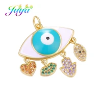 juya diy gold enamel evil eye charms multicolor rainbow crystal love heart lips hamsa charms for handmade pendant jewelry making