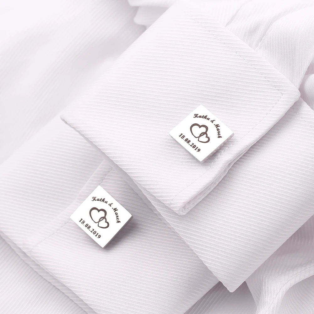 Персонализированные серебряные запонки в форме сердца на заказ годовщина