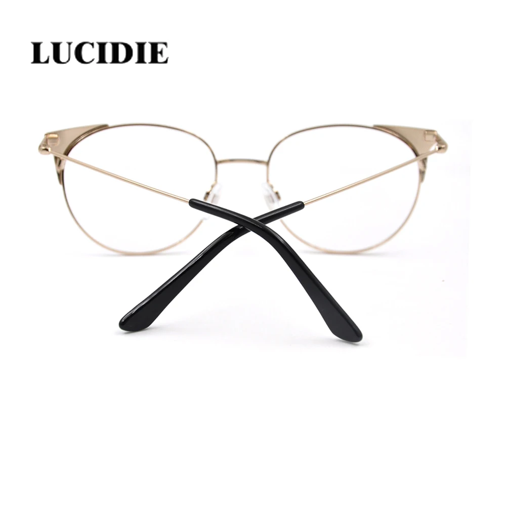 Женские модные очки в оправе кошачий глаз с прозрачными линзами черная Золотая