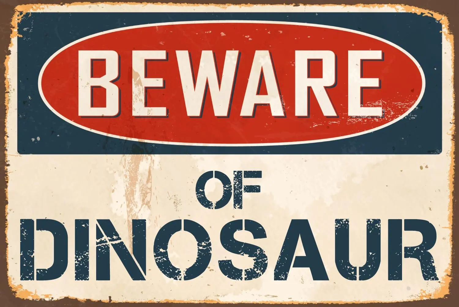 

StickerPirate Beware of Dinosaur 8” x 12” Vintage Aluminum Retro Metal Sign VS467