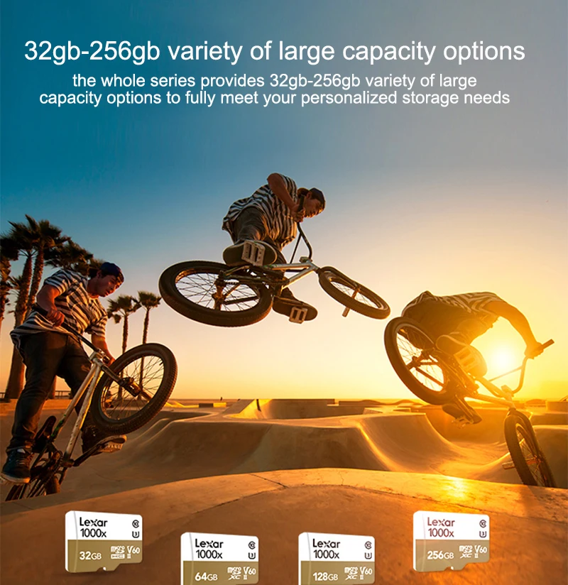 Lexar карты памяти 32 Гб 64 Гб 256 1000x Micro SD 150 МБ/с. C10 устройство для считывания с tf-карт для Камера