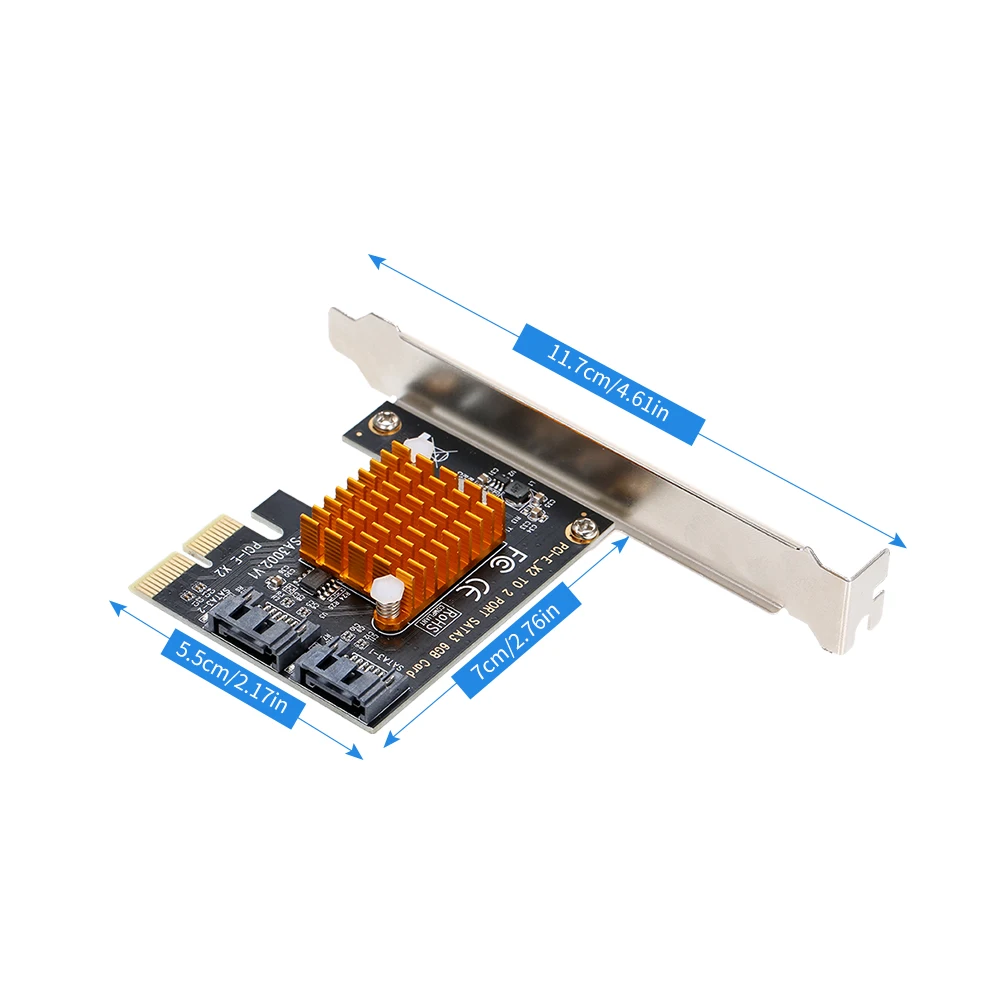 PCI E X2 до 2 портов SATA3 6 Гбит/с Карта Экспресс карточка SSD контроллер адаптер с