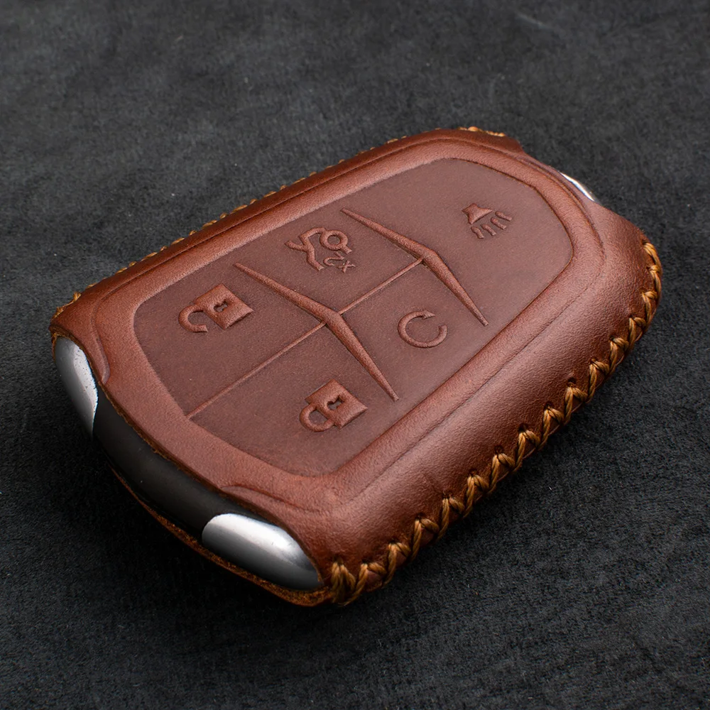 1 Pcs Car Genuine Leather Key Case Holder Shell For Cadillac ESV Escalade CTS XTS SRX ATS XT4 ATSL CT5 XT5 XT6 Accessories