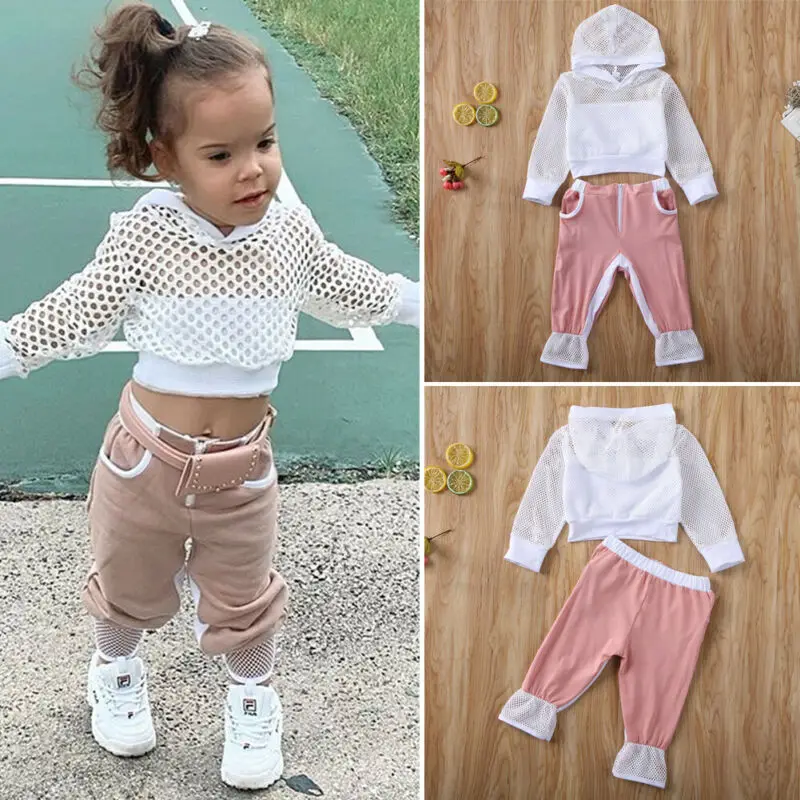 Спортивный костюм для маленьких девочек с длинным рукавом и капюшоном|Комплекты