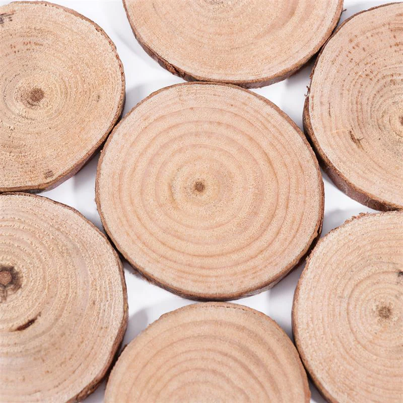 12 шт. деревянные ломтики в стиле кантри ретро круглые натуральные коры DIY
