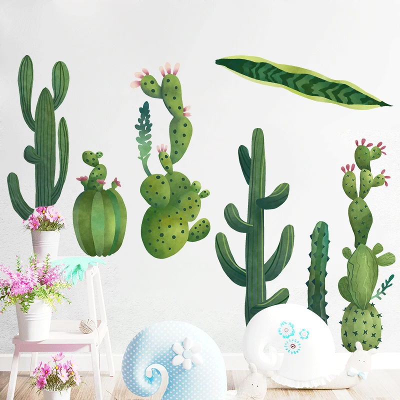 Настенные наклейки на тропические елки с зелеными листьями украшение для