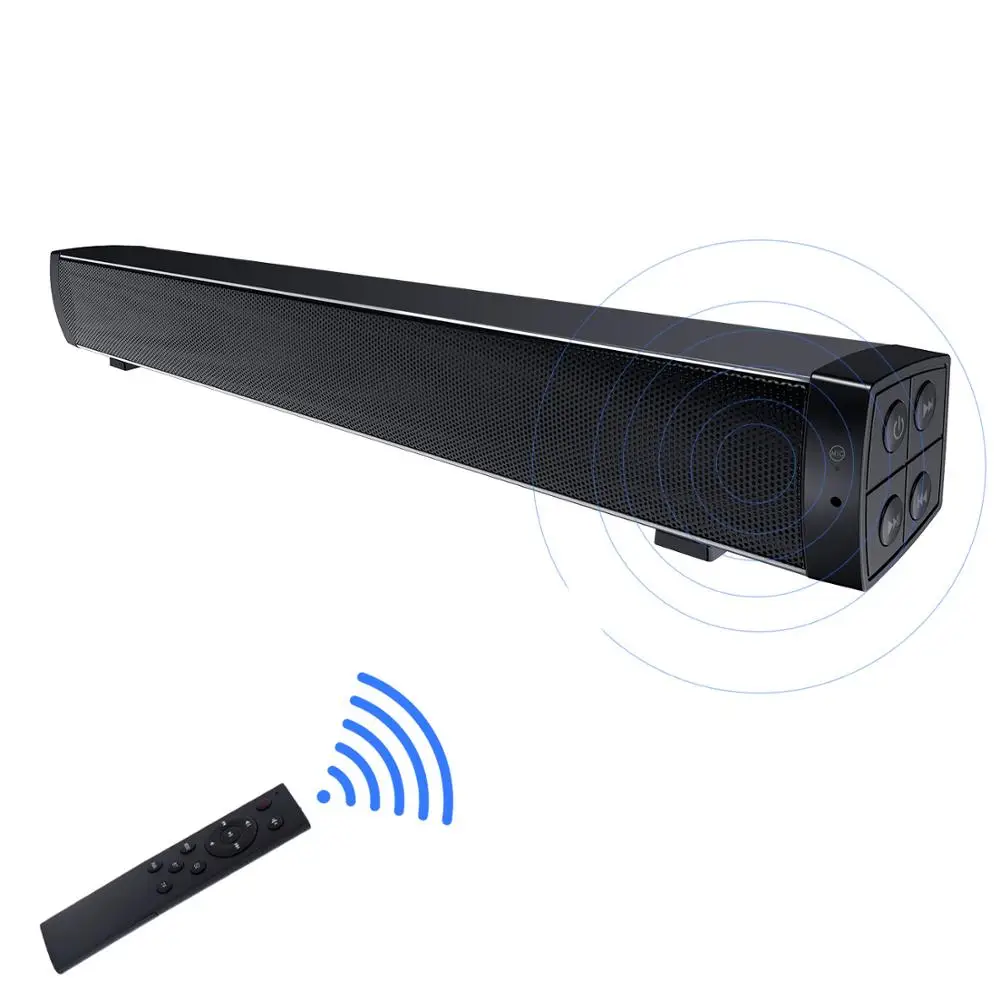 Черный Bluetooth Саундбары, портативные проводные и беспроводные мини динамики Soundbar для домашнего кинотеатра объемный звук - Цвет: Черный