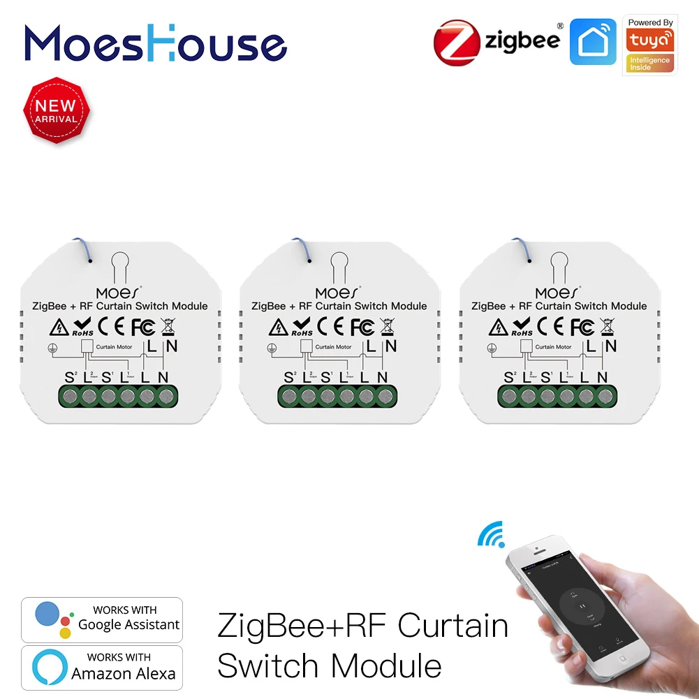 

MoesHouse переключатель для штор, умный двигатель для штор, роликовый затвор, роликовые жалюзи, оконные жалюзи, электрический переключатель zigbee