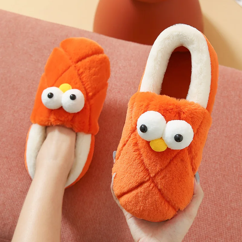 Winter Bag With Cotton Slippers Ladies Thick-Soled Plush Indoor Warmth Couples Winter Cotton Slippers Men's Home Household