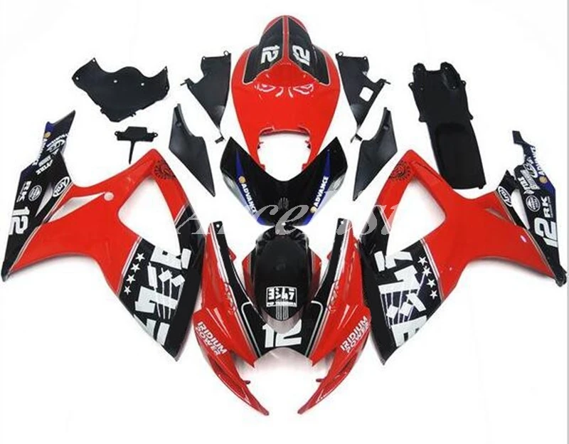 

4Gifts New ABS Motorcycle Fairing kit Fit For Suzuki GSX-R 600 750 k6 k7 GSXR 2006 2007 06 07 Bodywork set black red