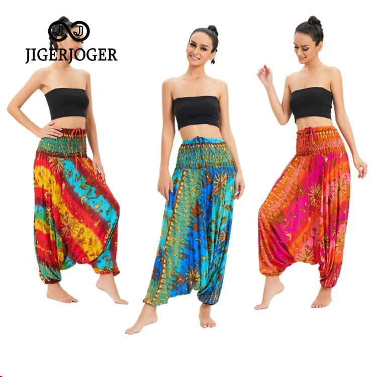 

Женские шаровары с высокой талией, свободный широкий цельный комбинезон, брюки, штаны, боди для йоги, хиппи брюки, спортивные брюки, женские брюки