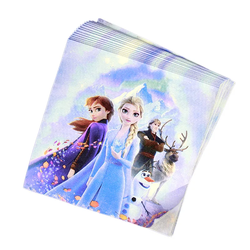 20Pcs Napkin Вечерние украшения в виде принцесс Эльзы из мультфильма «Холодное сердце», вечерние украшения, бумажные стаканчики, соломинки, подарок для детей на день рождения, украшения детский душ - Цвет: 20Pcs Napkin