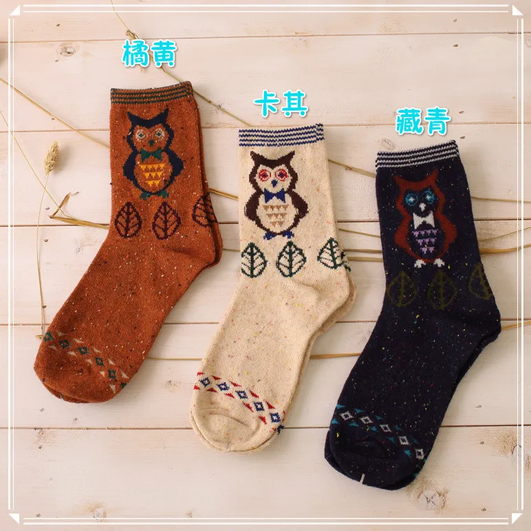 3 пар/компл. мультфильм животных Теплые Носки с рисунком оленя кота "Лиса", "Волк", узор из смешанной шерсти осенне-зимние носки для женщин Для женщин забавные носки для девочек - Цвет: 7