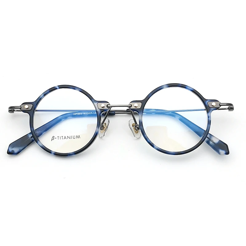 

HP 503 Acetate Titanium Glasses Frame Women 2021 New Vintage Retro Polygon Prescription Eyeglasses Men Spectacles Eyewear