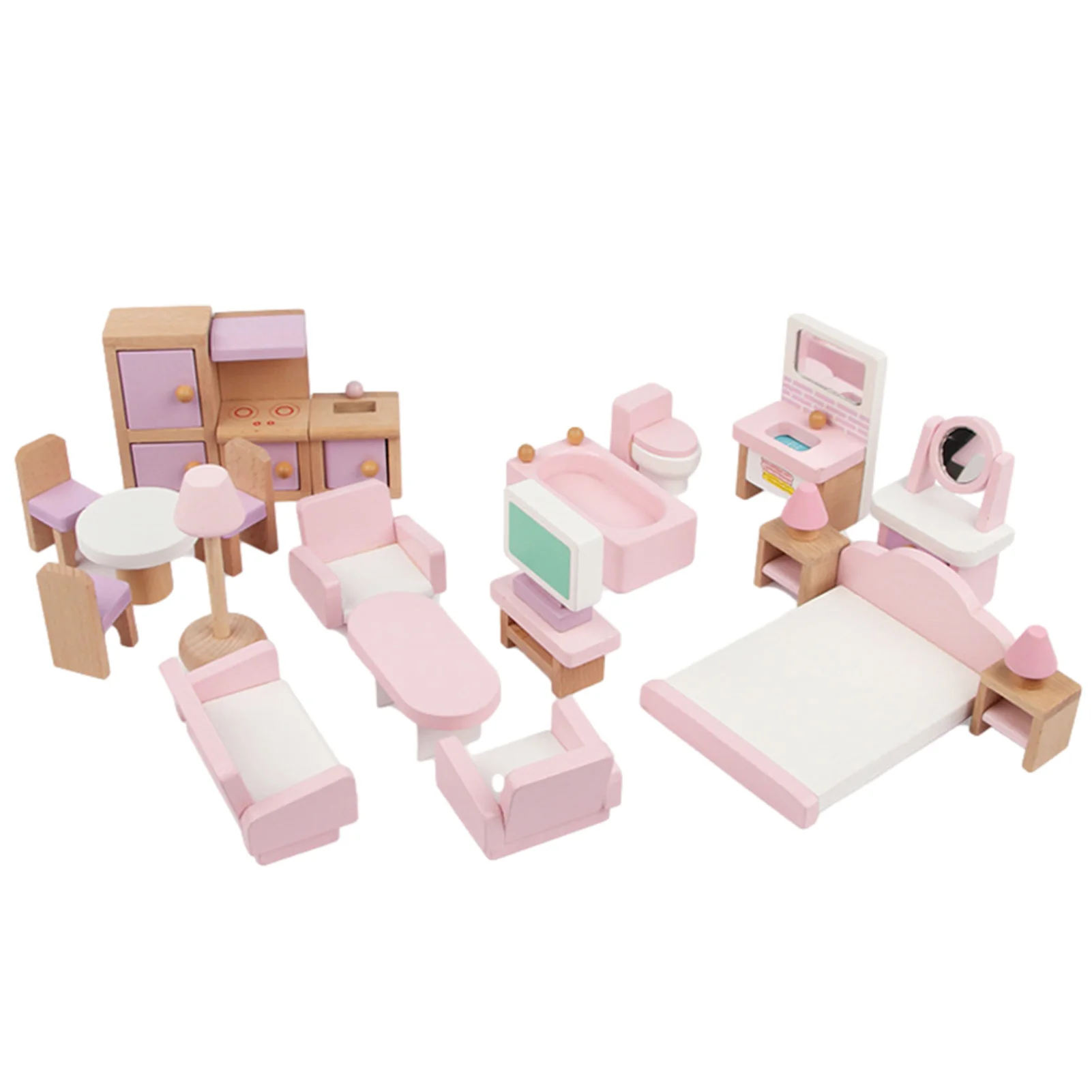 

Kids Miniature Furniture For Dolls House Wooden Dollhouse Furniture Set Educational Pretend Play Toys Children Girls Gifts