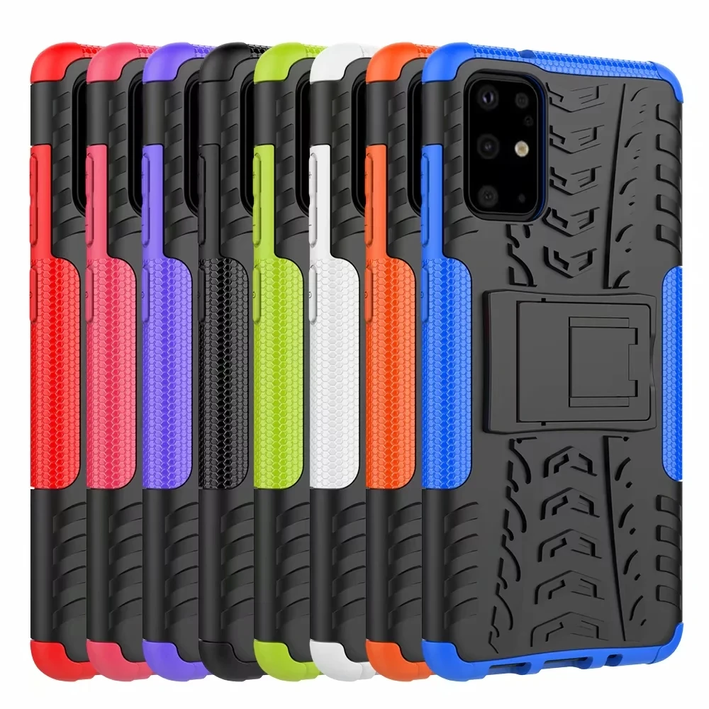 

Defender Stand TPU PC Shockproof Protective Silicone Plastic 2in1 Armor Phone Case For Samsung S20 S10 S9 S8 Note 8 9 10 20 Plus