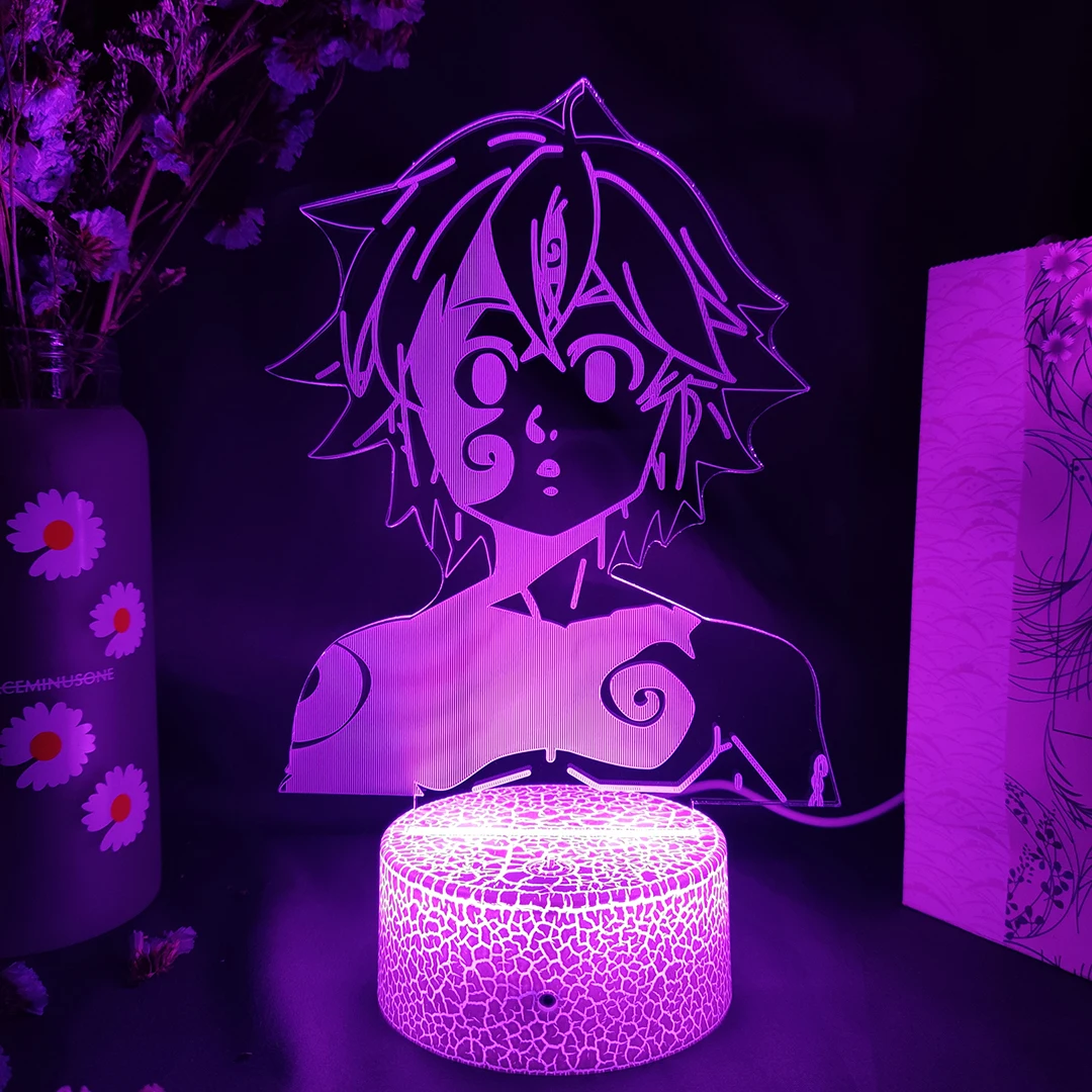Japanese Manga The Seven Deadly Sins 3D Illusion Figurine Lamp Meliodas Silhouettes Hot Anime Night Light for Home Bedroom Decor images - 6