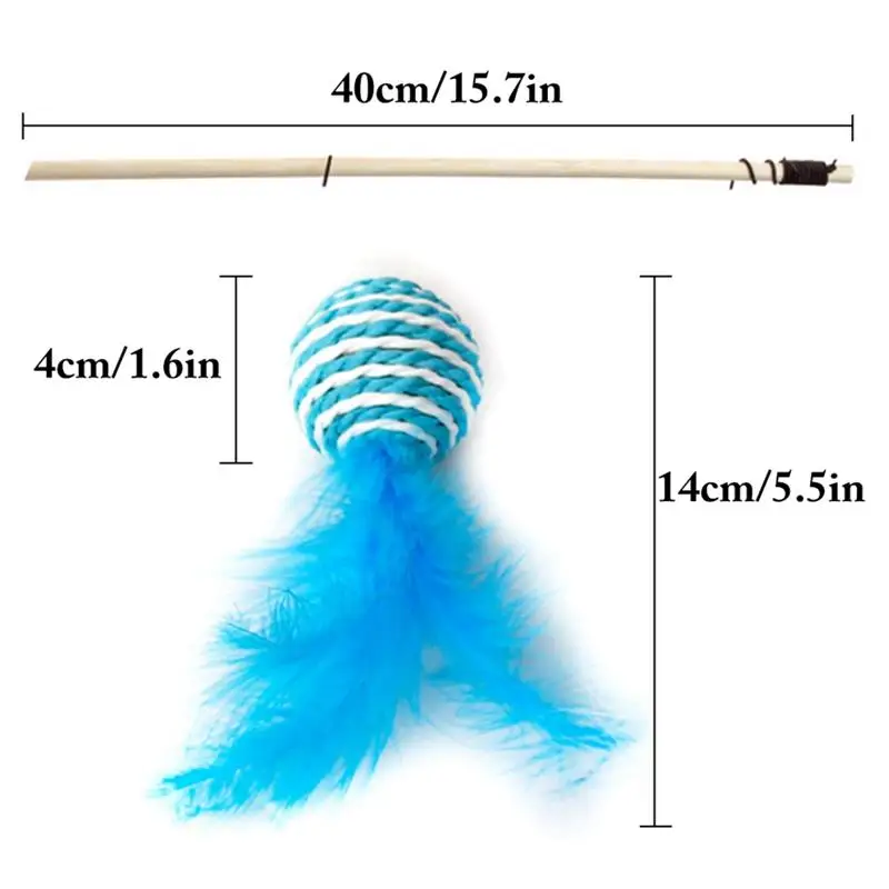 

1.57in Cat Wand Refill Toy Funny Fake Feather Kitten Catnip Toy Cat Chewing Toy 1pc Fake Feather Kitten Ball Toy Random Color