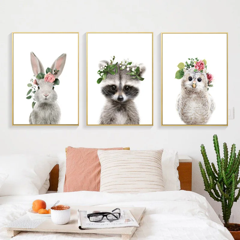 Плакаты с милыми животными кроликами декоративная картина на холсте Современная