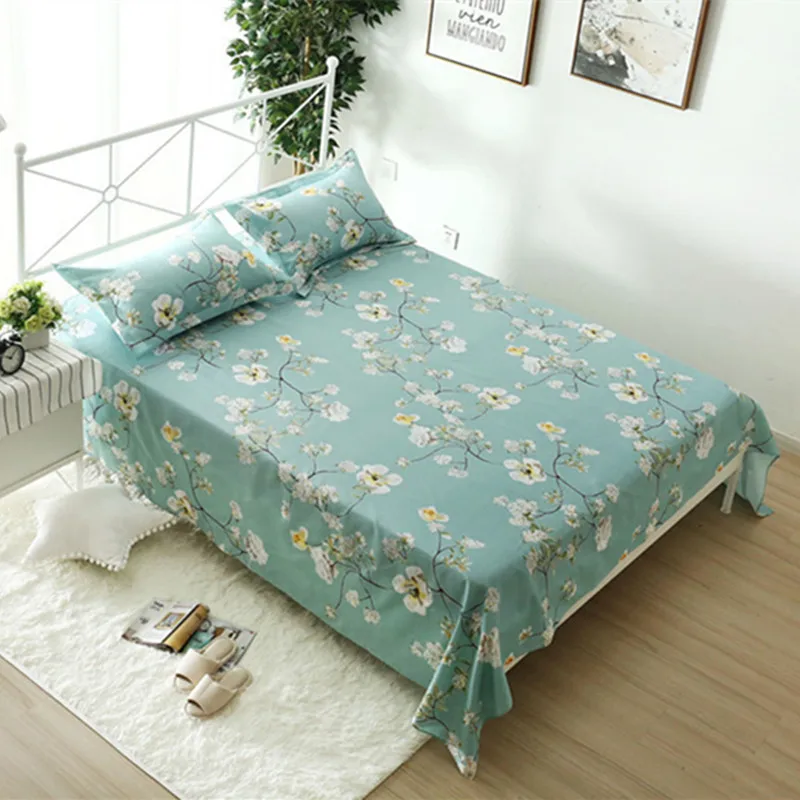 

Bed Linen Bedding Sheet Floral Printing Flat Sheet for Single Double Children Adults Bedroom Use Flat Bed Sheet+2pillowcase