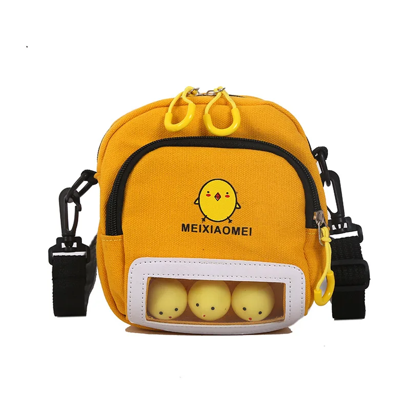 

Girl Lady Canvas Mini Bag Female 2020 New Style Girls Student Ins Cartoon Cute Chick Bag Shoulder Canvers Cute Bag Corssbody Bag