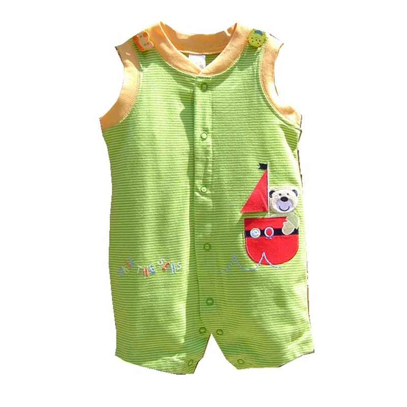 

Cute Animal Applique One Piece Kids Jumpsuits and Rompers Stripes Overalls Summer New Born Baby Boy Clothes Infant Clothing
