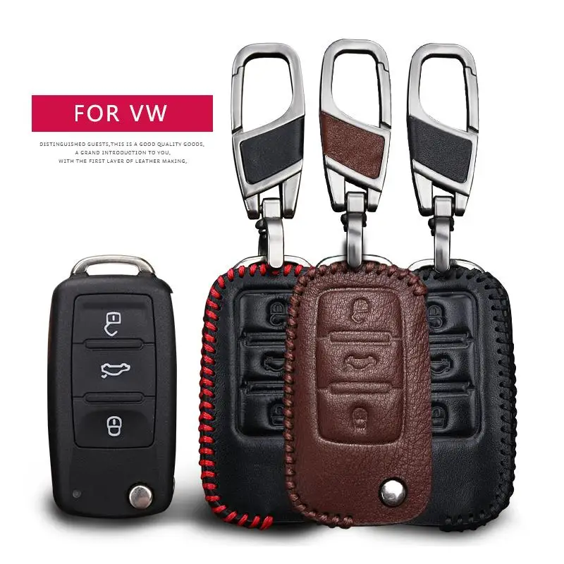 Кожаный чехол для ключей автомобиля для Volkswage VW Polo Golf Passat Tiguan Bora Jetta Lavida защитный чехол для ключей только чехол
