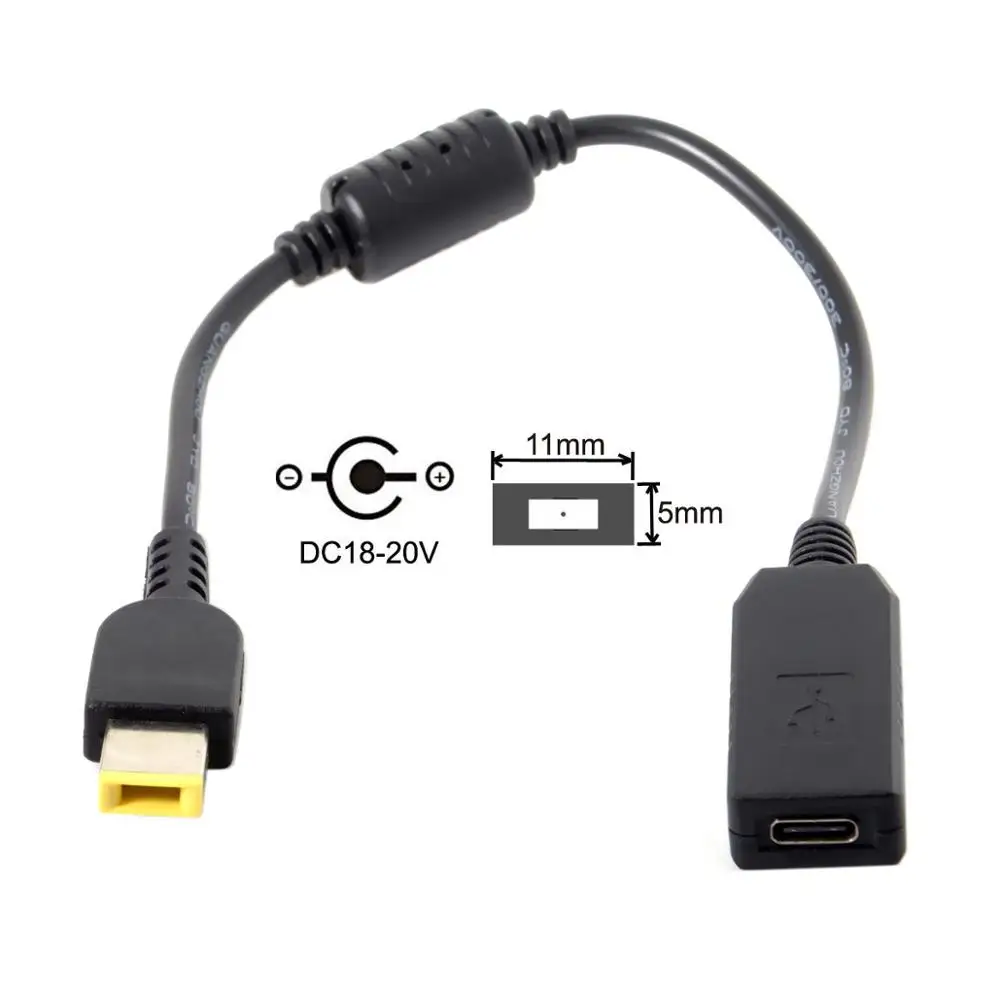 

USB 3.1 Type C USB-C to Rectangle 11.0*4.5mm Power Plug PD Emulator Trigger Charge Cable for Lenovo ThinkPad X1 Carbon